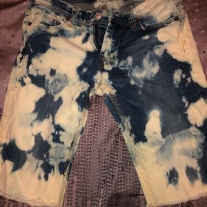 Distressed jean shorts